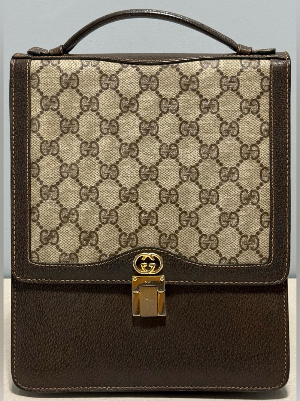 Gucci Vintage GG Monogram Canvas Leather Bag